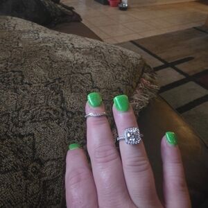 Silver Halo Cushion-Cut Engagement Ring with Accent Band -